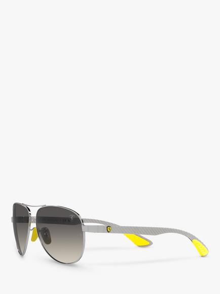 Ray-Ban RB8331M Scuderia Ferrari Men's Aviator Sunglasses, Silver/Grey Gradient - view 2, Silver/Grey Gradient
