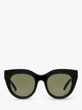 Le Specs Women's Air Heart Cat's Eye Sunglasses, Black