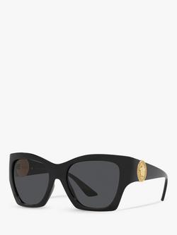 Versace VE4452 Women's Irregular Sunglasses, Black/Grey, Black/Grey