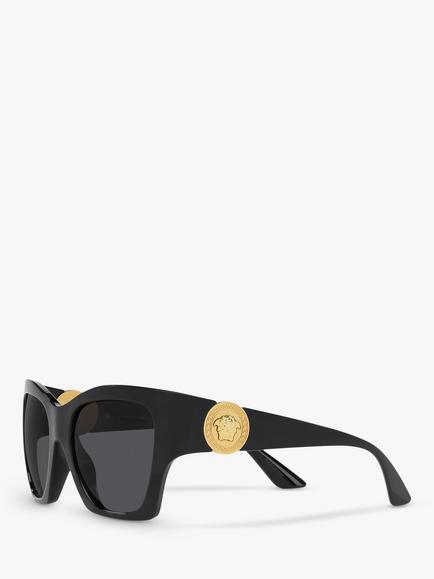 Versace VE4452 Women's Irregular Sunglasses, Black/Grey - view 2, Black/Grey
