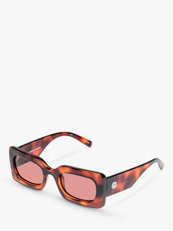 Le Specs L5000174 Women's Oh Damn Rectangular Sunglasses, Tortoise/Pink, Tortoise/Pink