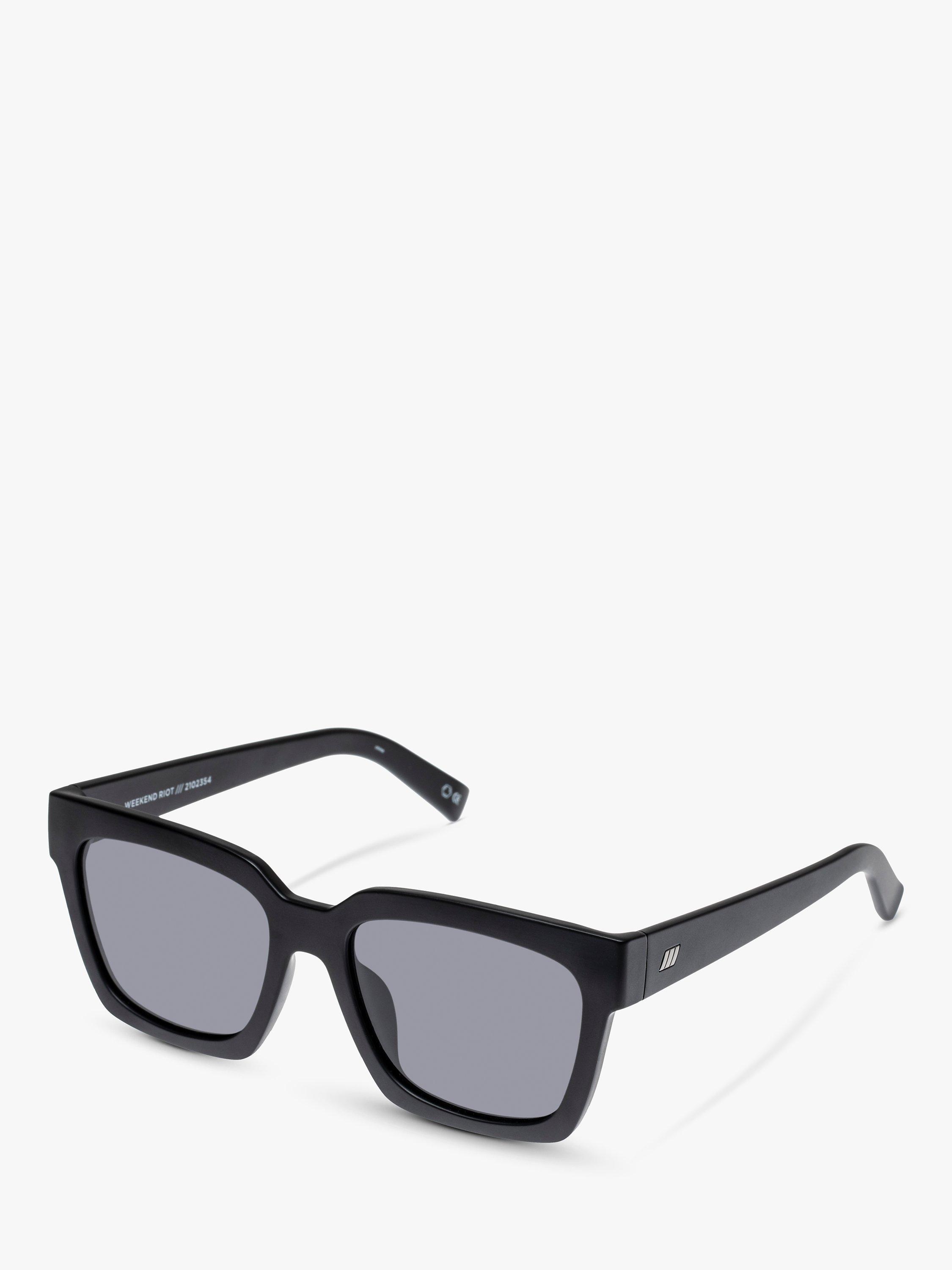 Product image 1 of 2, which shows Le Specs L5000178 Unisex Weekend Riot Polarised D-Frame Sunglasses, Black/Grey