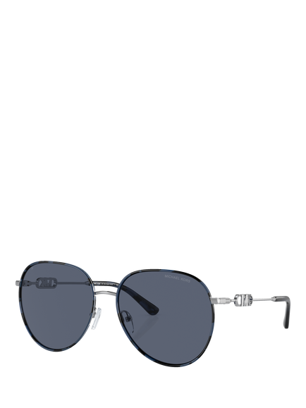 Michael Kors MK1128 Round Sunglasses, Silver/Blue Tortoise, Silver/Blue Tortoise