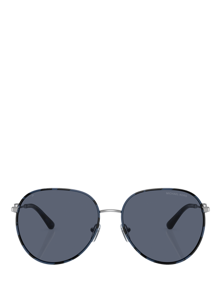 Michael Kors MK1128 Round Sunglasses, Silver/Blue Tortoise - view 2, Silver/Blue Tortoise