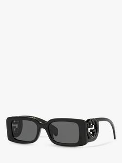 Gucci GG1325S Women's Rectangular Sunglasses, Black/Grey, Black/Grey