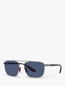 Ray-Ban RB3715M Scuderia Ferrari Men's Square Sunglasses, Gunmetal/Blue, Gunmetal/Blue