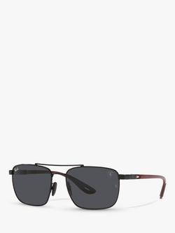 Ray-Ban RB3715M Scuderia Ferrari Men's Square Sunglasses, Black/Grey, Black/Grey