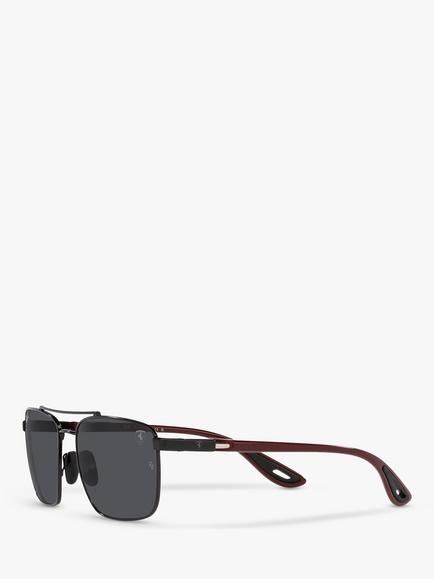 Ray-Ban RB3715M Scuderia Ferrari Men's Square Sunglasses, Black/Grey - view 2, Black/Grey
