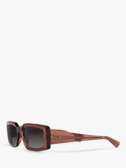 Ray-Ban RB4395 Women's Kiliane Polarised Rectangular Sunglasses, Transparent Brown - view 2, Transparent Brown