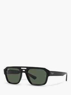 Ray-Ban RB4397 Men's Corrigan Rectangular Sunglasses, Black, Black