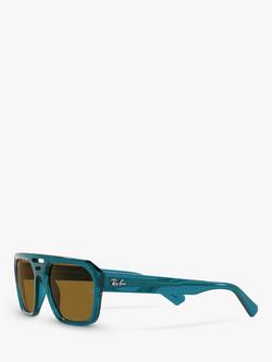 Ray-Ban RB4397 Men's Corrigan Polarised Irregular Sunglasses, Transparent Blue - view 2, Transparent Blue