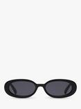 Le Specs L5000163 Unisex Outta Love Oval Sunglasses, Black/Grey