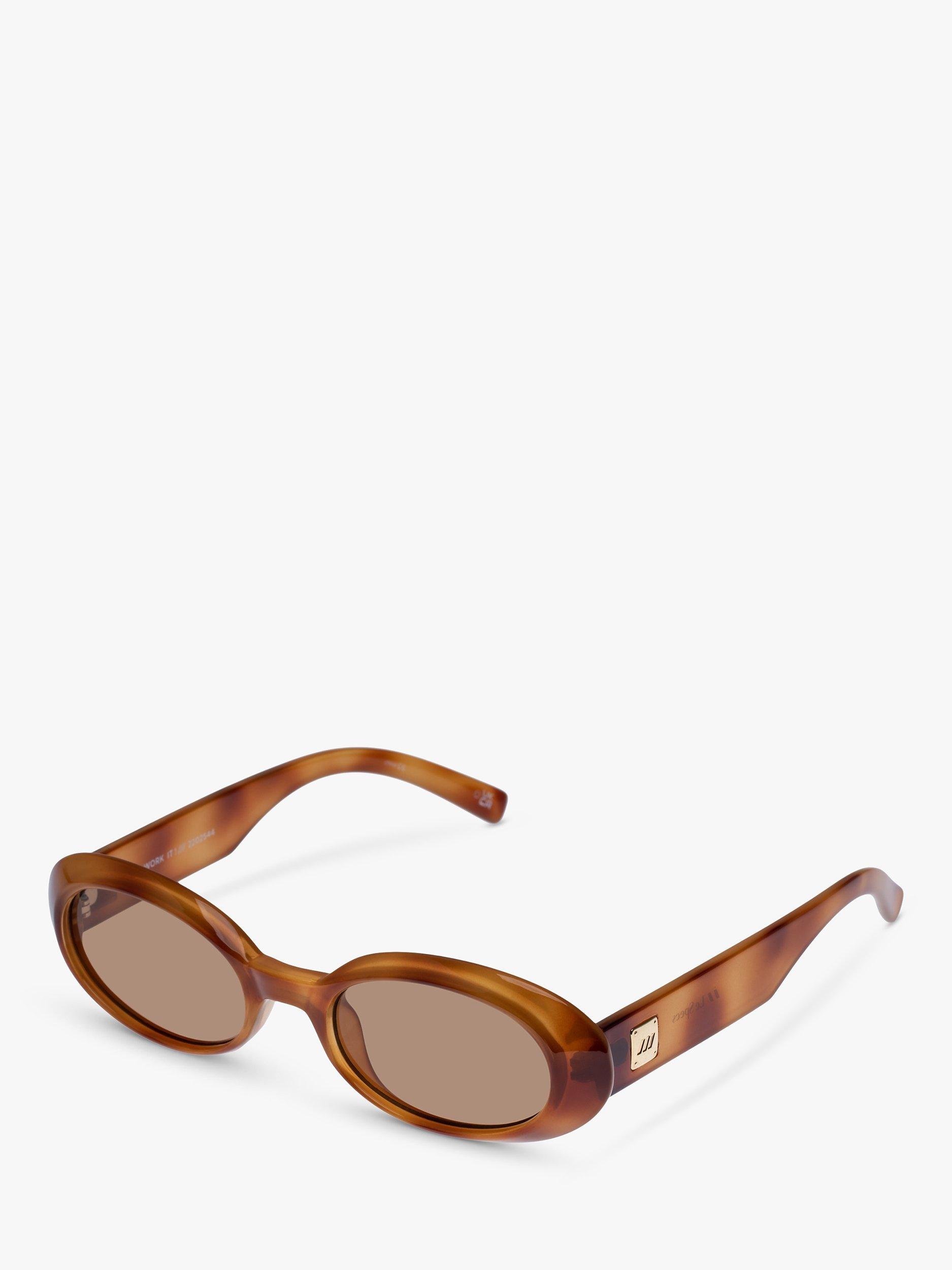Product image 1 of 2, which shows Le Specs L5000186 Women's Work It Oval Sunglasses, Tortoise/Brown