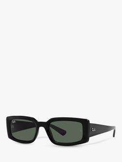 Ray-Ban RB4395 Women's Kiliane Rectangular Sunglasses, Black, Black