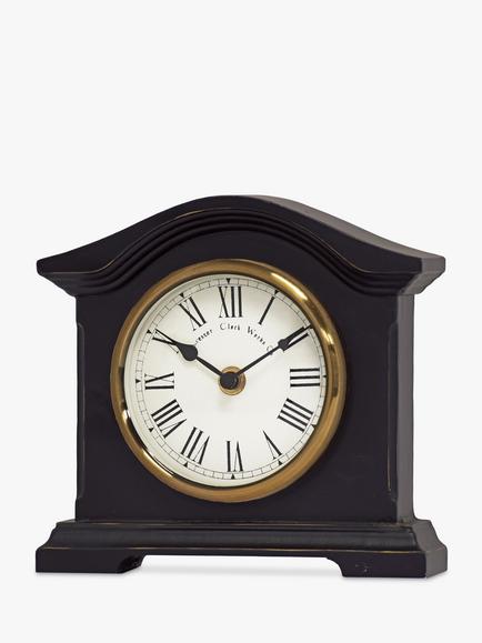 Acctim Towcester Falkenburg Roman Numeral Quartz Mantel Clock, Distressed Black, Distressed Black