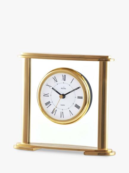 Acctim Colgrove Roman Numeral Mantel Clock, Gold - view 2, Gold