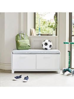 Great Little Trading Co Blake Storage Bench, White - view 2, Ocean Blue