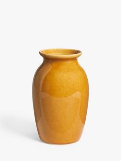 John Lewis Reactive Glaze Stoneware Urn Vase, H19cm, Yellow, Yellow