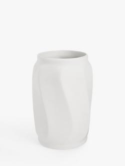 John Lewis Wave Glazed Stoneware Vase, H25cm, White, White