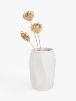 John Lewis Wave Glazed Stoneware Vase, H25cm, White - view 2, White
