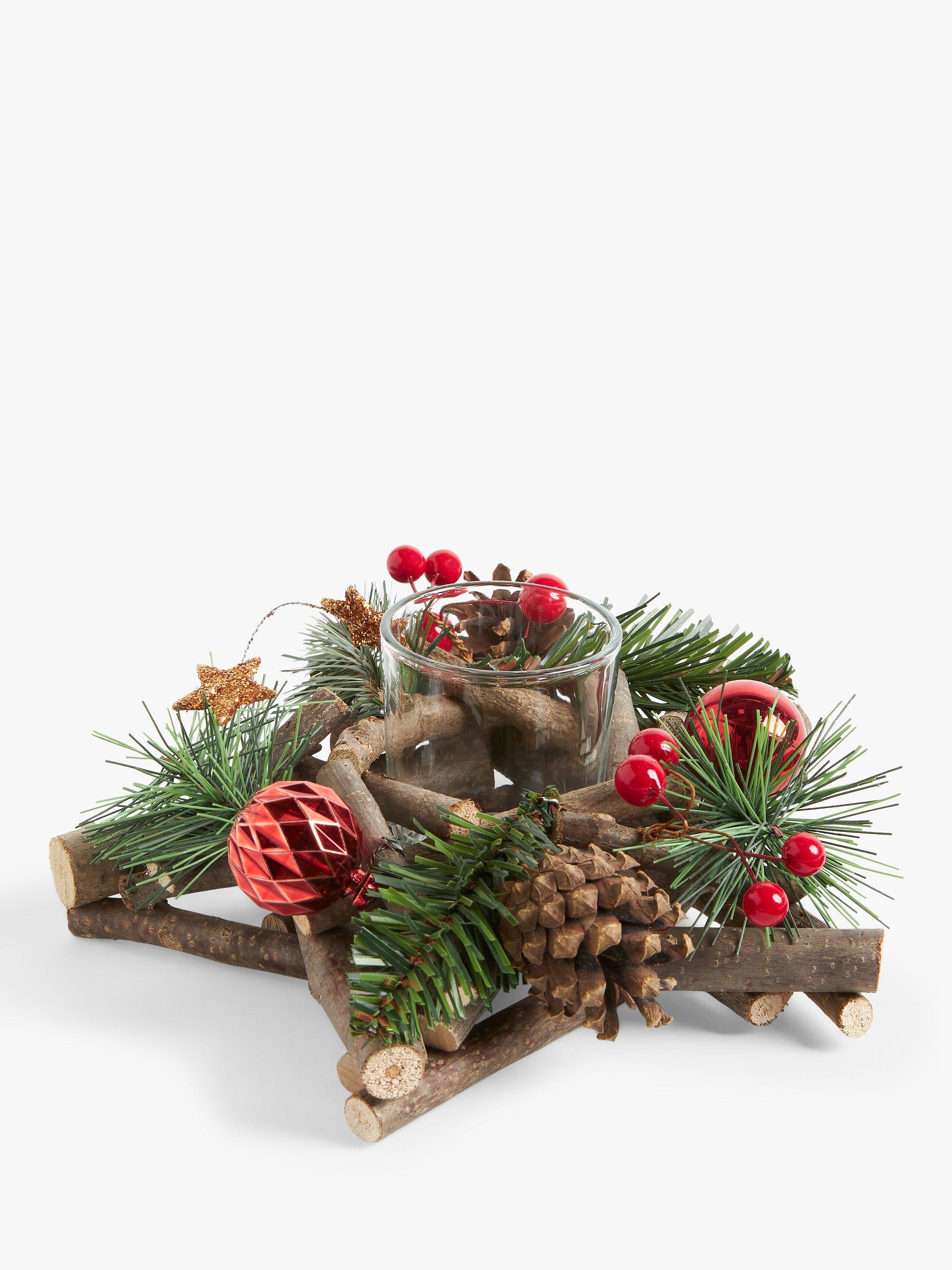 John Lewis Christmas Cottage Pine Cone and Bauble Star Tealight Holder