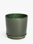 John Lewis Contemporary Glazed Stoneware Planter, 24.5cm, Avocado