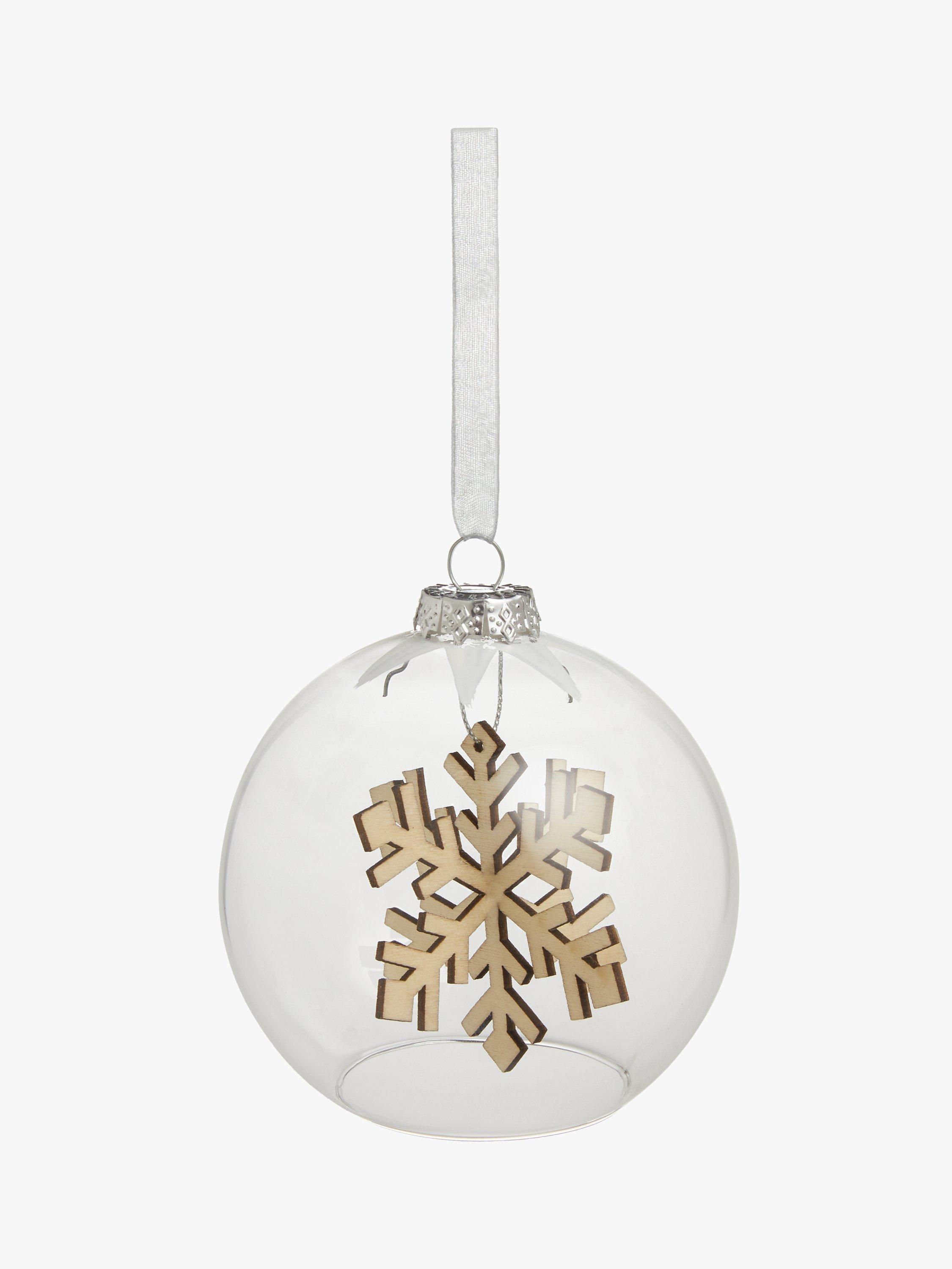 John Lewis Polar Planet Snowflake Bauble, Clear / Silver