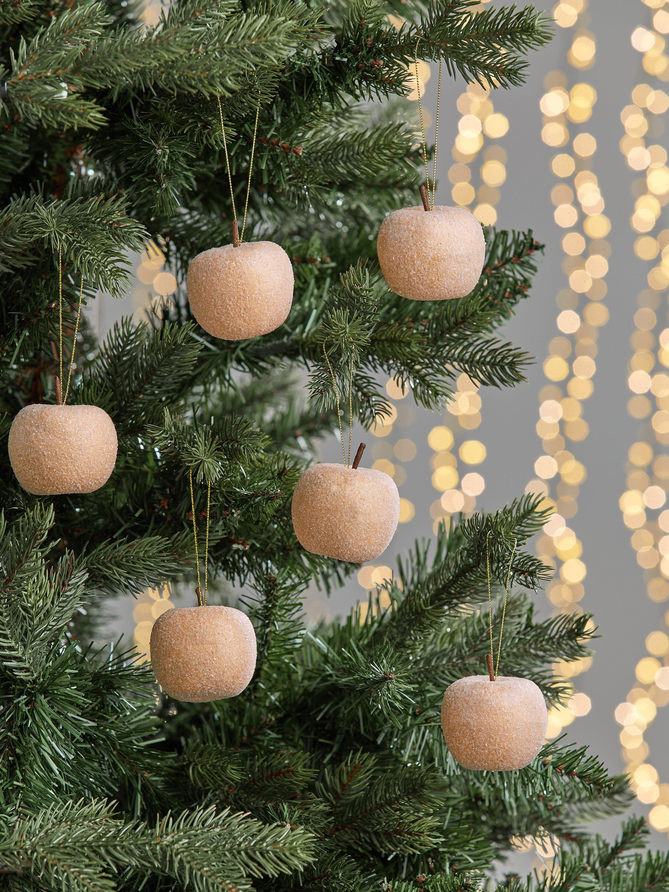 John Lewis Royal Fairytale Glitter Apple Tree Decorations, Box of 12, Gold