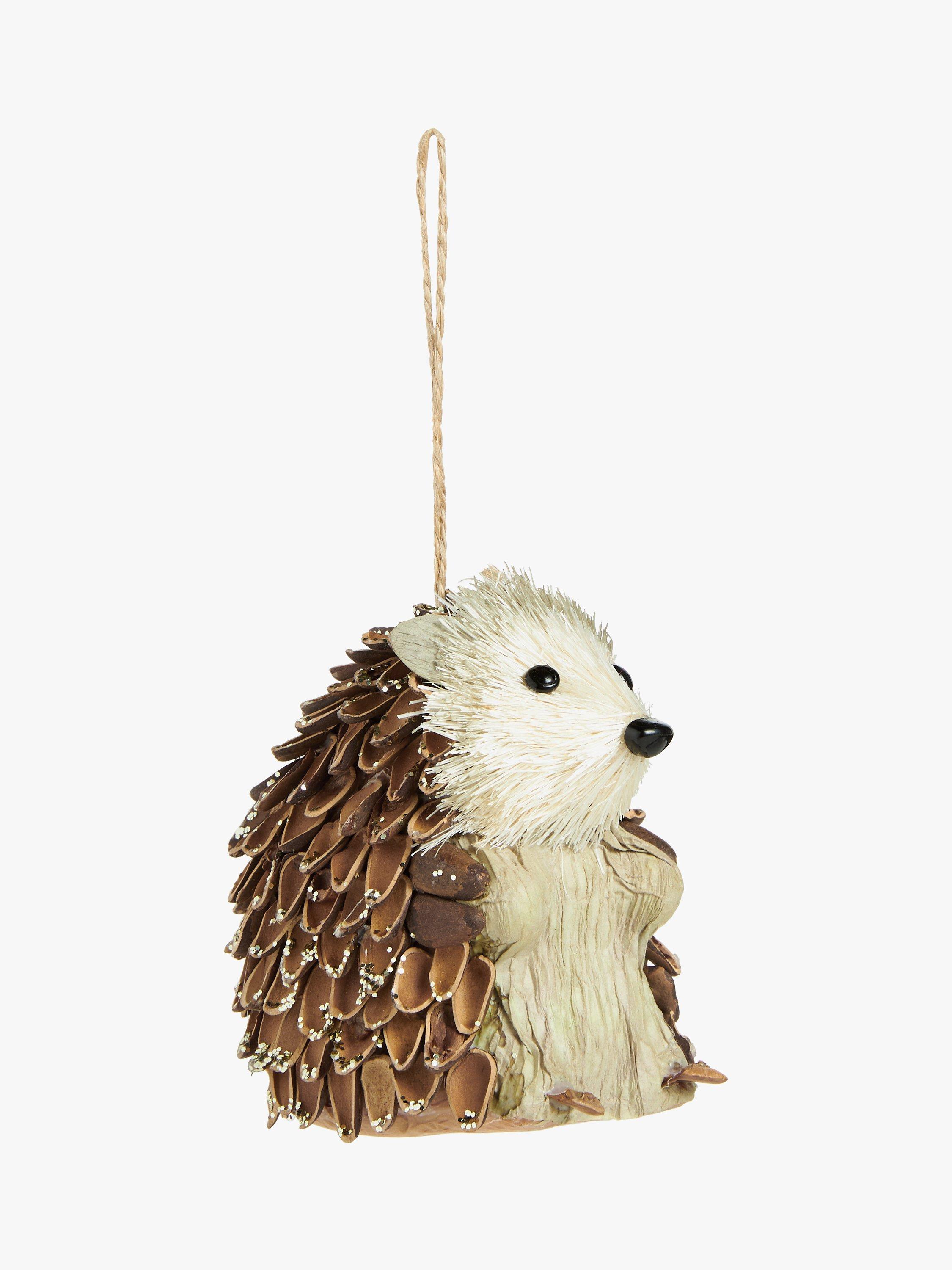 John Lewis Christmas Cottage Glitter Pine Cone Hedgehog Tree Decoration