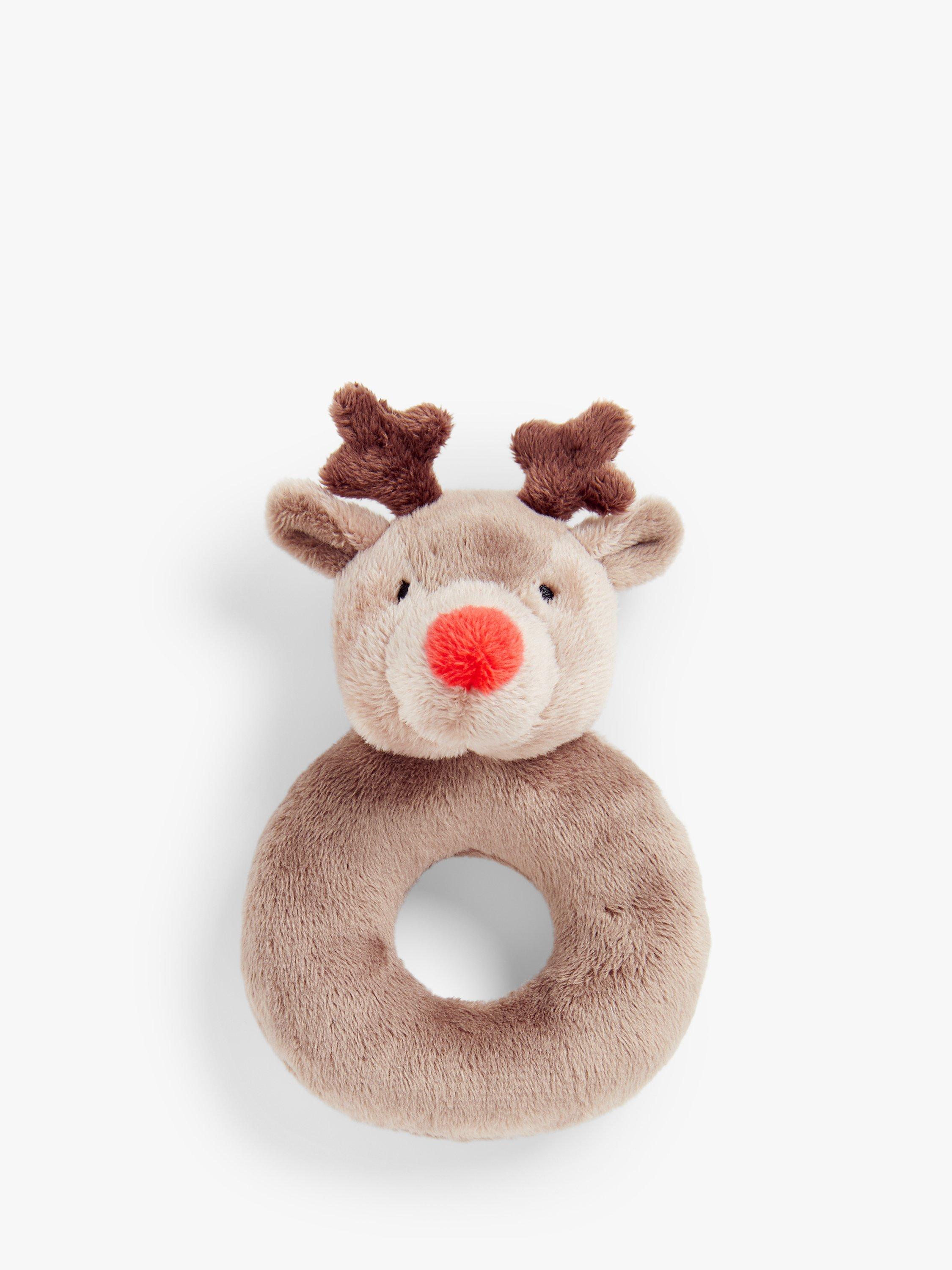 John Lewis Christmas Reindeer Ring Rattle Plush Toy