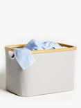 John Lewis Bamboo Rim Open Storage Basket, H25 x W38 x D26cm, Grey