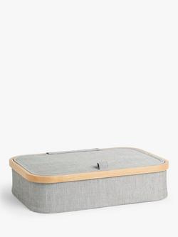 John Lewis Bamboo Rim Divided Storage Basket, H9.3 x W38 x D26cm, Grey