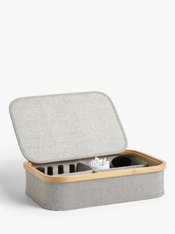 John Lewis Bamboo Rim Divided Storage Basket, H9.3 x W38 x D26cm - view 2, Grey