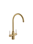 Abode Pronteau Province 4-in-1 Steaming Hot Water Swivel Spout 2 Lever Kitchen Tap, Antique Brass