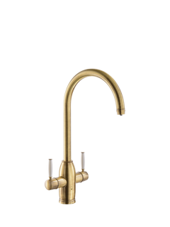 Abode Pronteau Province 4-in-1 Steaming Hot Water Swivel Spout 2 Lever Kitchen Tap, Antique Brass