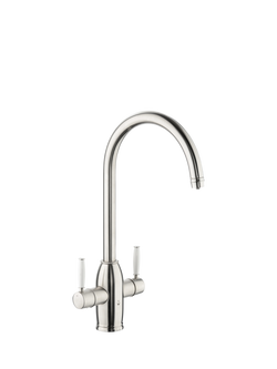 Abode Pronteau Province 4-in-1 Steaming Hot Water Swivel Spout 2 Lever Kitchen Tap, Brushed Nickel