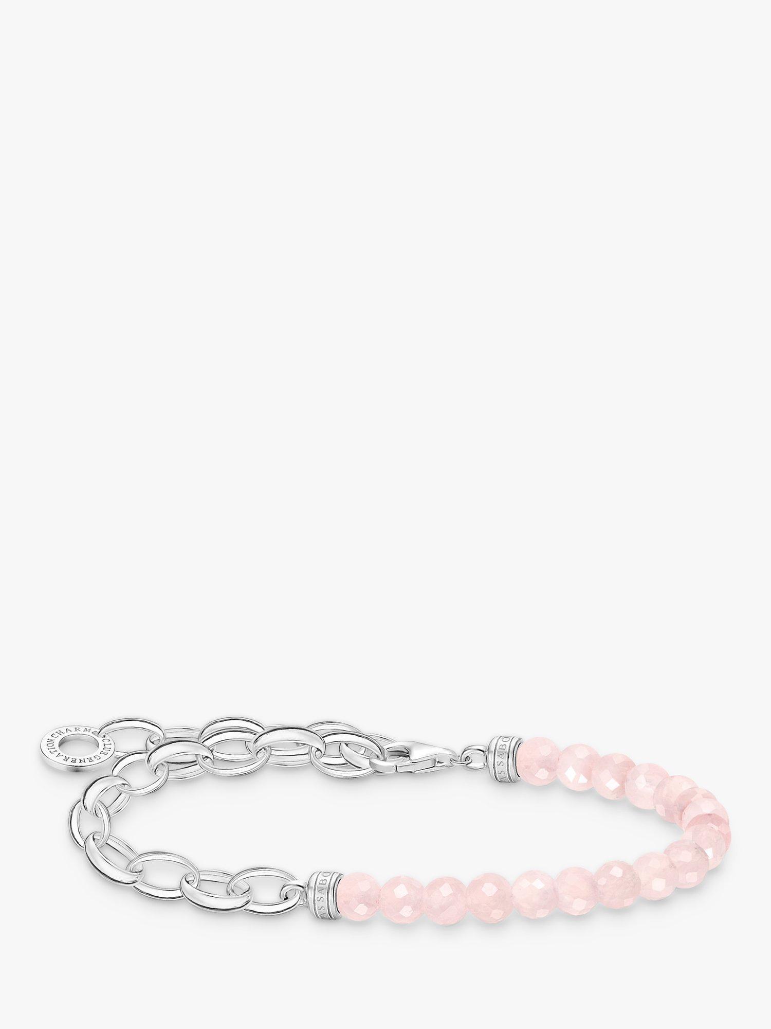 THOMAS SABO Beaded Link Charm Bracelet, Pink/Silver