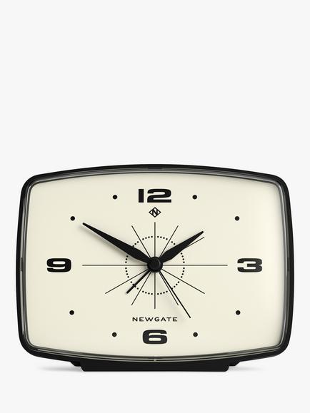 Newgate Clocks Retro Brooklyn Silent Sweep Alarm Clock, Black, Black