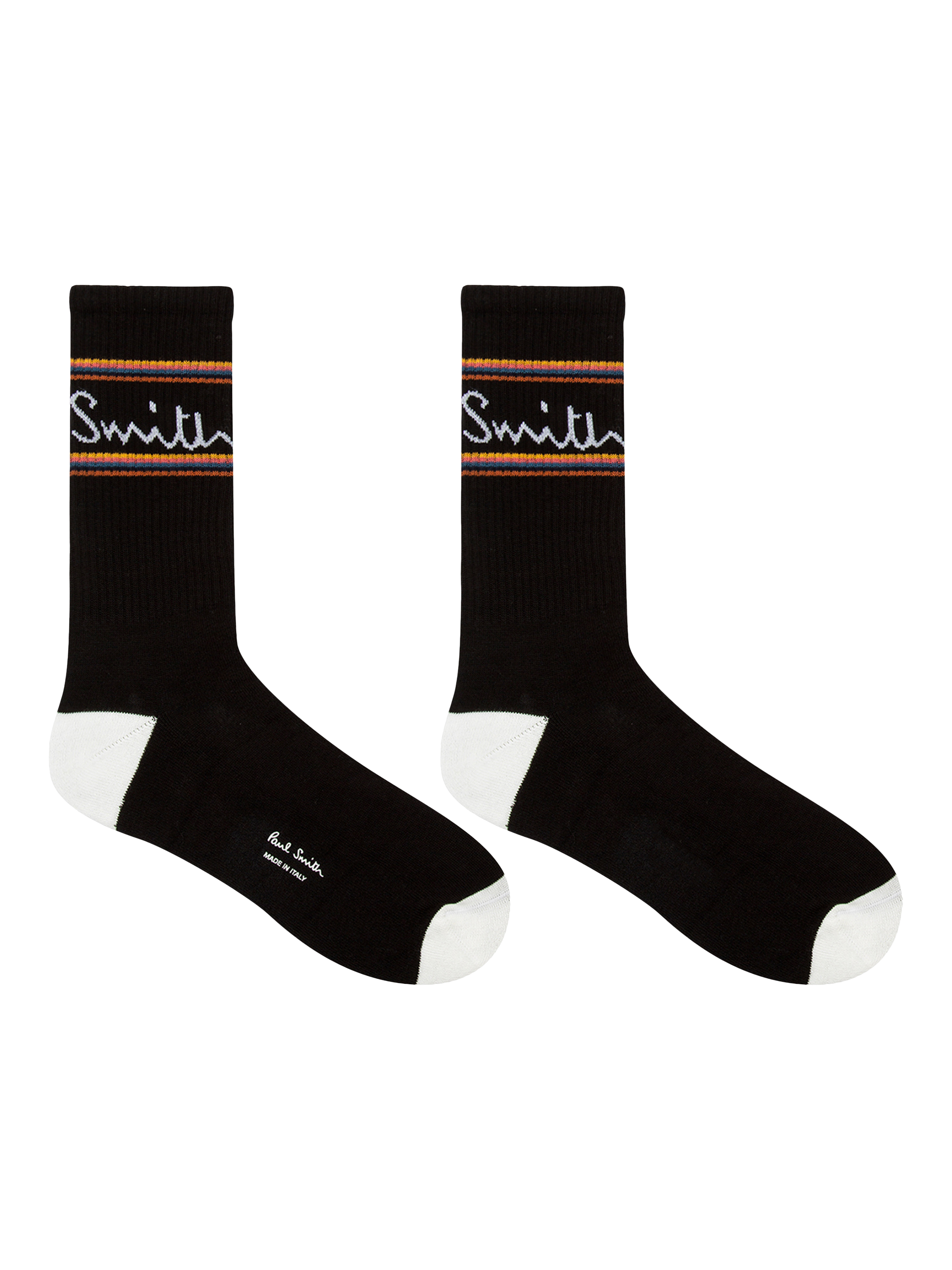 Product image 3 of 4, which shows Paul Smith Artist Stripe Signature Logo Sock, Pack of 3, White/Black
