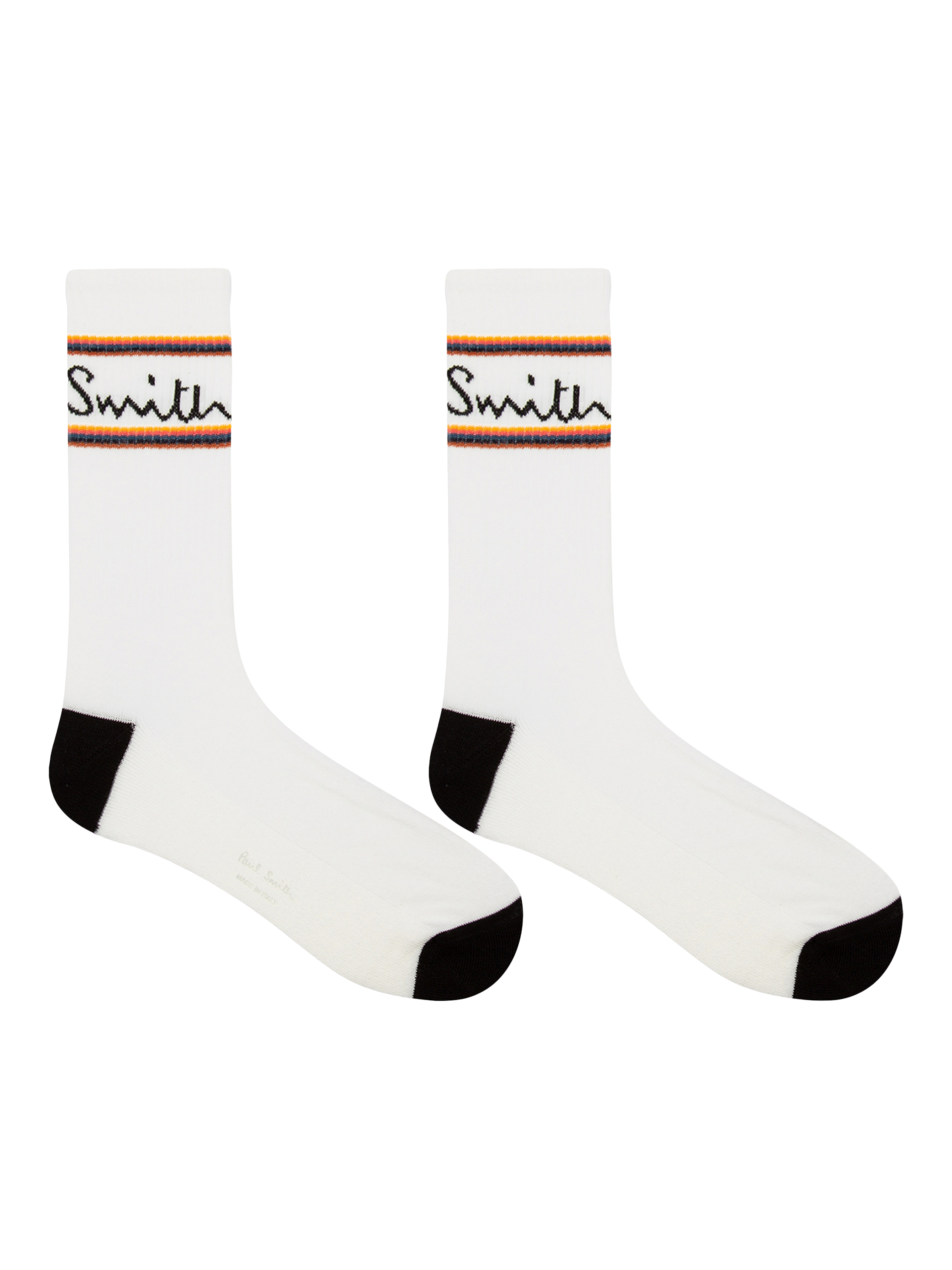 Product image 4 of 4, which shows Paul Smith Artist Stripe Signature Logo Sock, Pack of 3, White/Black