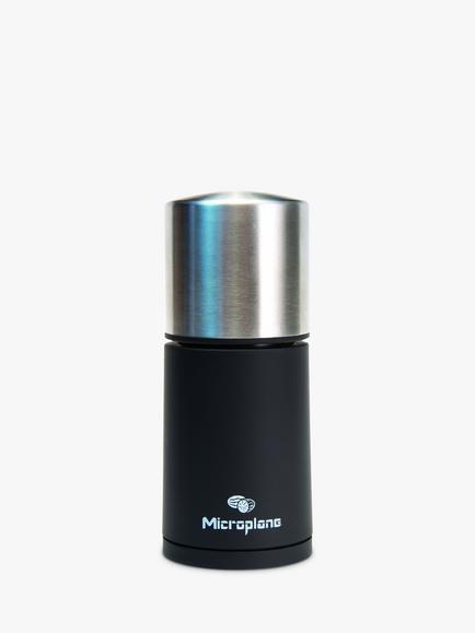 Microplane Stainless Steel 2-in-1 Spice Mill, Black/Silver, Black