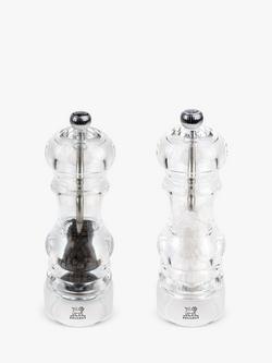 Peugeot Paris Nancy Manual Adjustable Acrylic Salt & Pepper Mills, Set of 2, 18cm, Clear, Clear