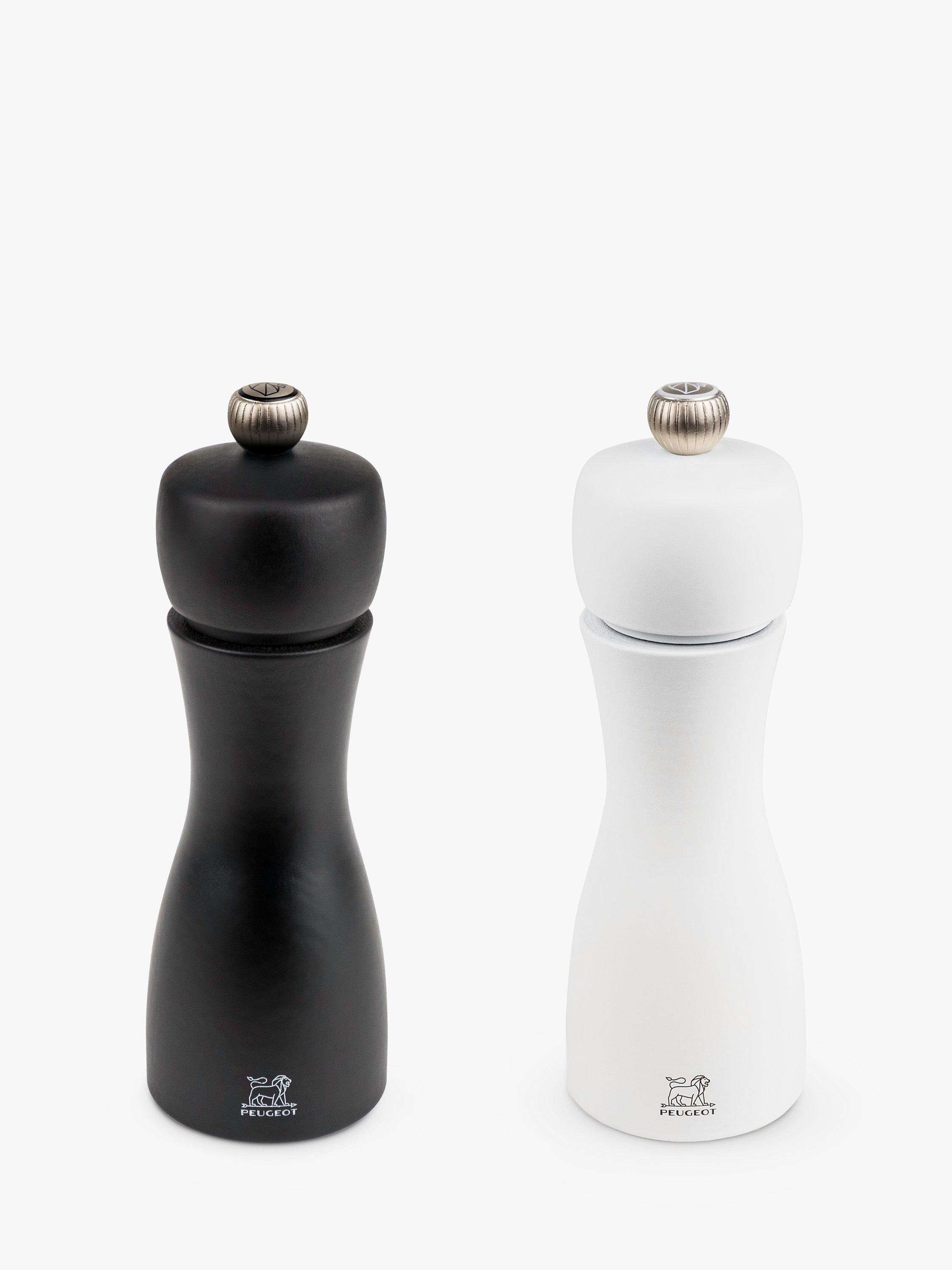Peugeot Tahiti Manual Adjustable Beech Wood Salt & Pepper Mills, Set of 2, 15cm, Black/White