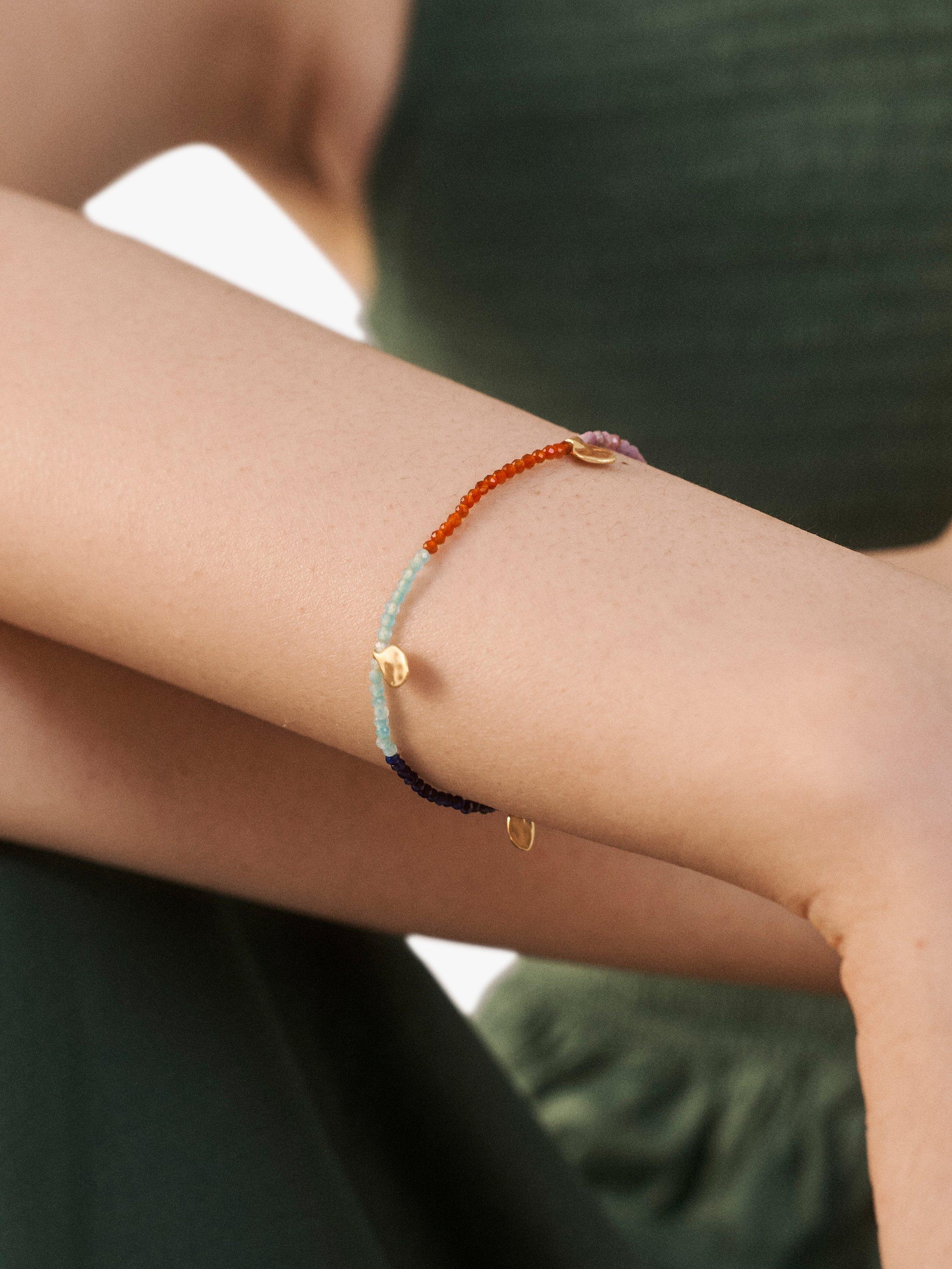 Product image 3 of 4, which shows Monica Vinader Dahlia Gemstone Beaded Bracelet, Gold