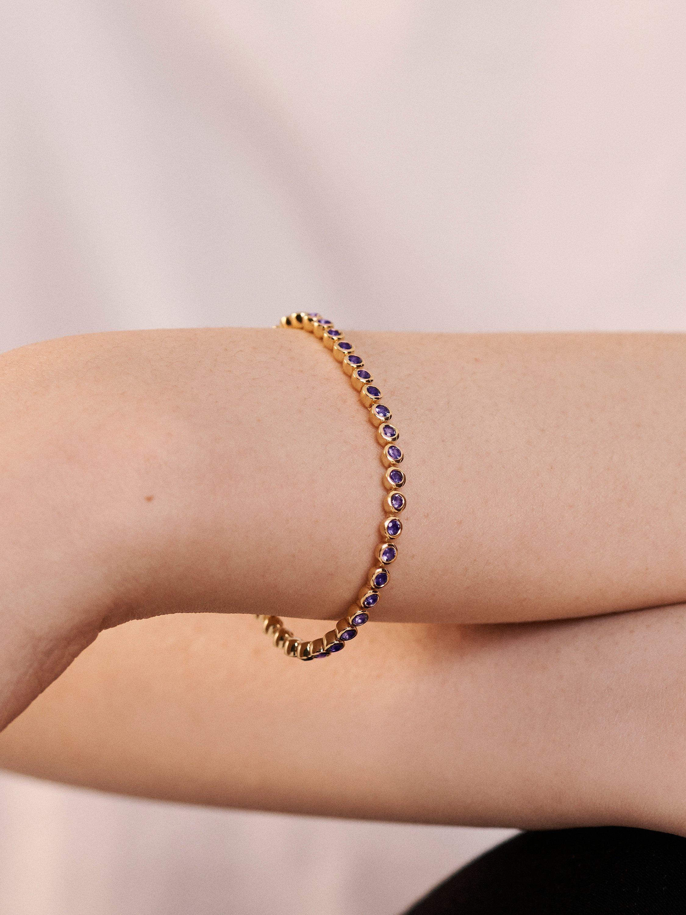 Product image 3 of 4, which shows Monica Vinader Iolite Tennis Bracelet, Gold/Blue