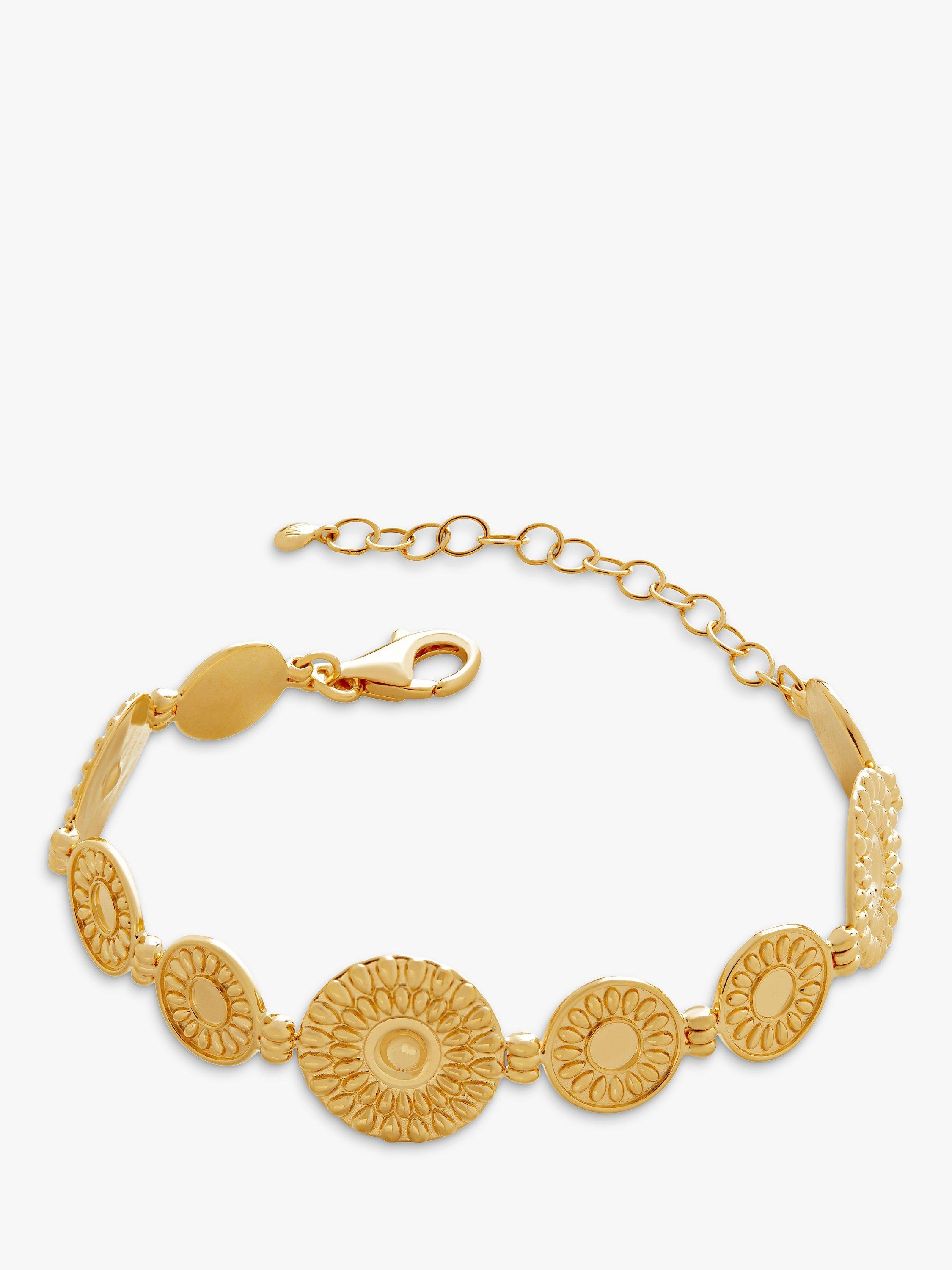Product image 1 of 5, which shows Monica Vinader Juno Shield Bracelet, Gold, Small-Medium
