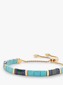 Monica Vinader Delphi Turquoise Bracelet, Gold - view 2, Gold