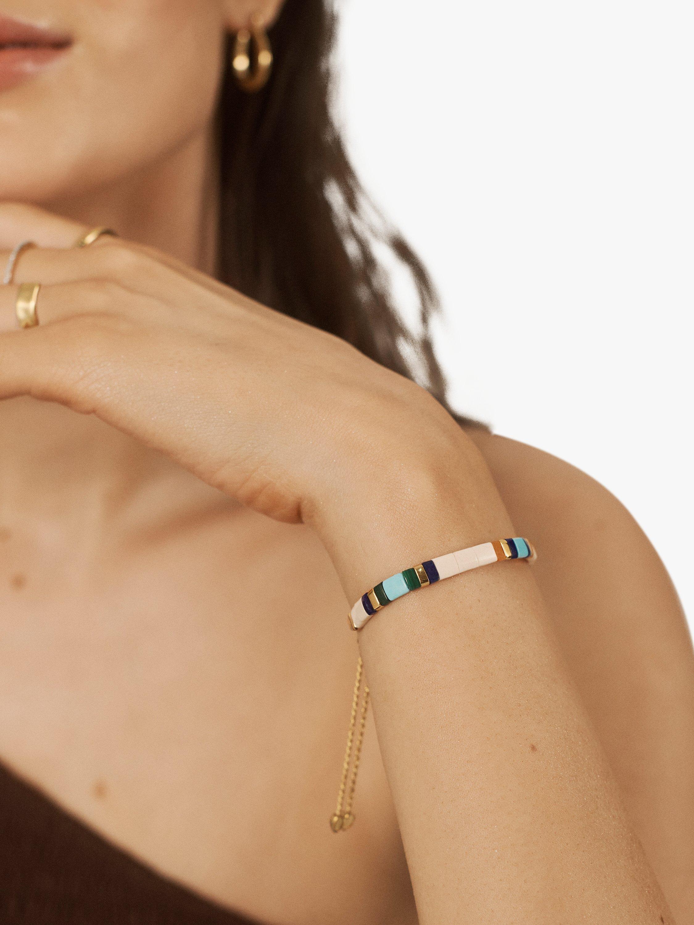 Product image 3 of 4, which shows Monica Vinader Delphi Jasper Gemstone Bracelet, Gold