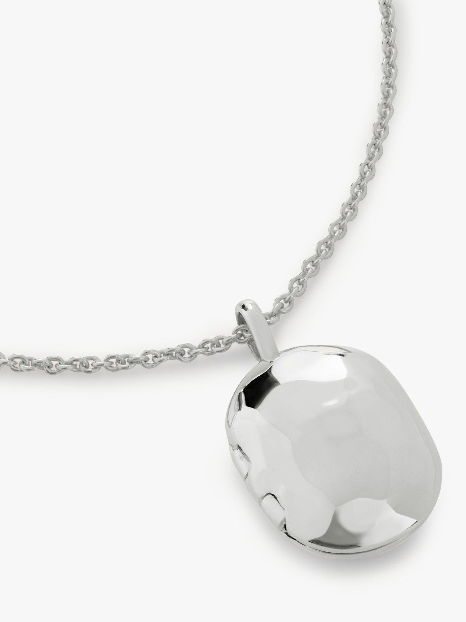 Product image 1 of 5, which shows Monica Vinader Sterling Silver ID Locket Chain Necklace, Silver