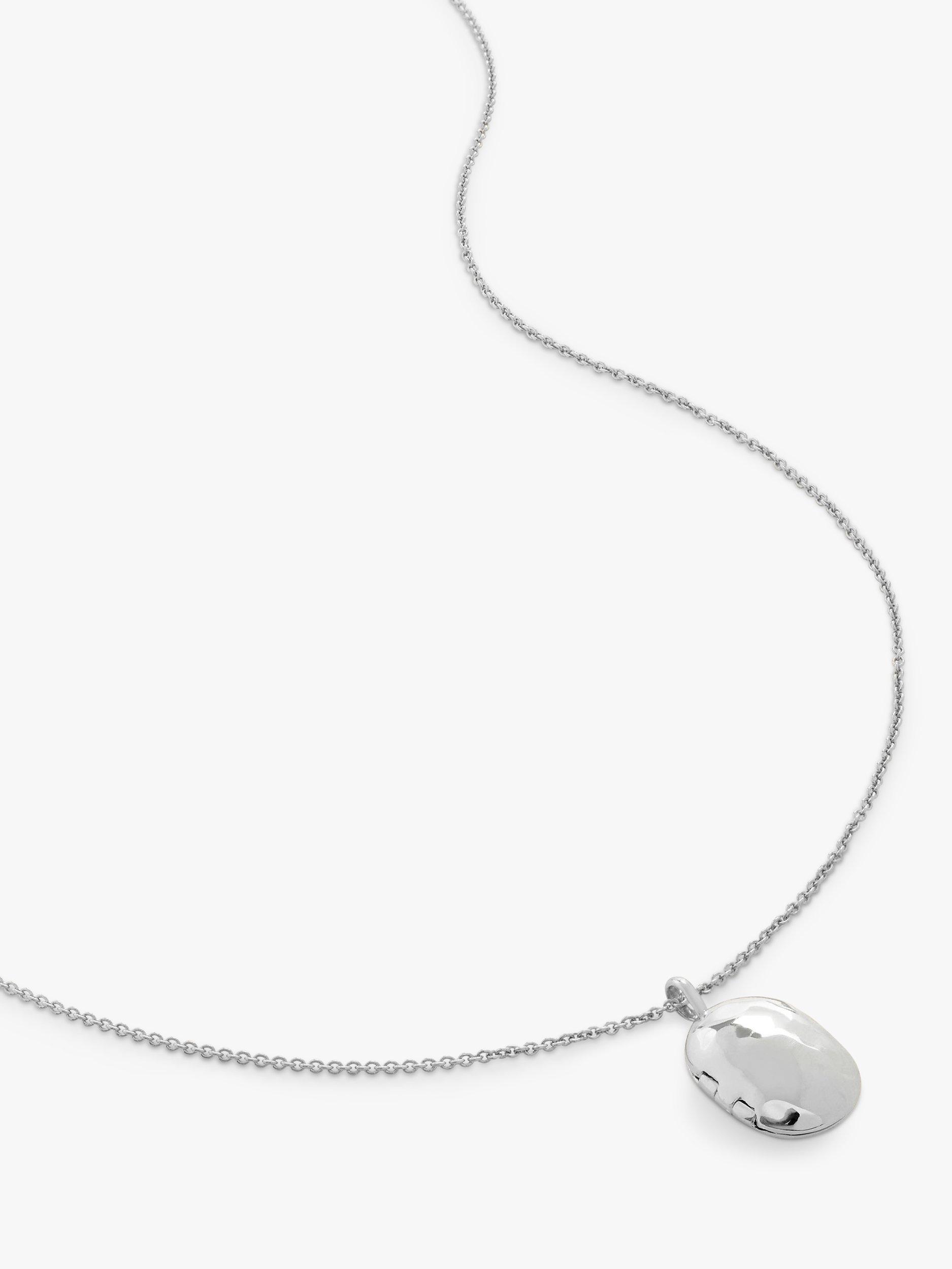 Product image 2 of 5, which shows Monica Vinader Sterling Silver ID Locket Chain Necklace, Silver